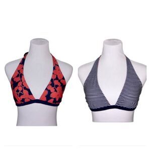 BOGOF Gap Reversible Red Floral/Blue Stripe Swim Bikini Swimwear Top MEDIUM